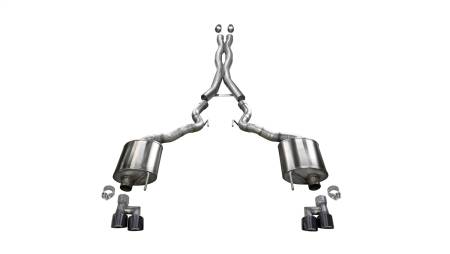 CORSA Performance - Corsa 2018-2023 Ford Mustang GT Convertible w/o Active Valves Xtreme Cat-Back w/ Black PVD 4in Tips