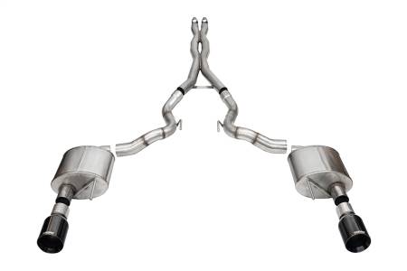 CORSA Performance - Corsa 24+ Ford Mustang GT Conv Xtreme CatBk Ex.Sys 3.0in Dual Rear Exit w4.5in Black StraightCut Tip