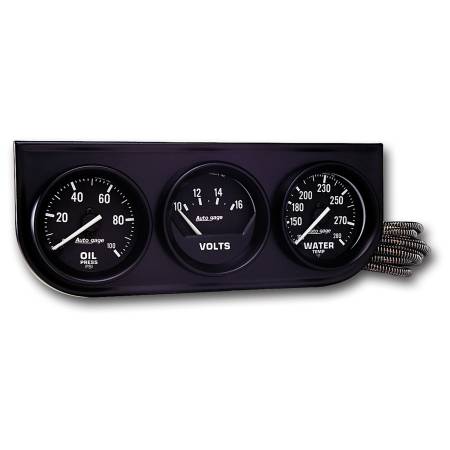AutoMeter - AutoMeter AutoGage 3-Gauge Console 52.4mm Mech 0-100 PSI Oil Press/ 10-16 V / 130-280 Deg Water Temp