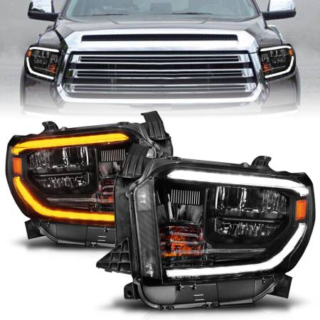ANZO Headlights, Tail Lights and More  - ANZO 2014-2017 Toyota Tundra LED Crystal Headlights w/ Switchback Black Housing w/ DRL