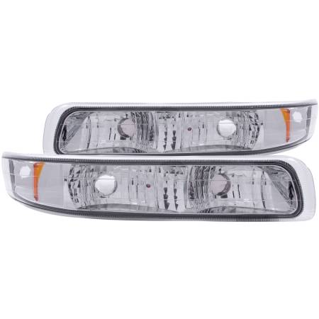 ANZO Headlights, Tail Lights and More  - ANZO 1999-2002 Chevrolet Silverado 1500 Euro Parking Lights Chrome w/ Amber Reflector