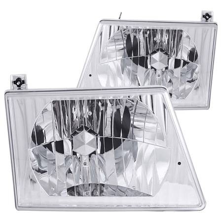 ANZO Headlights, Tail Lights and More  - ANZO 1992-2006 Ford Econoline Crystal Headlights Chrome
