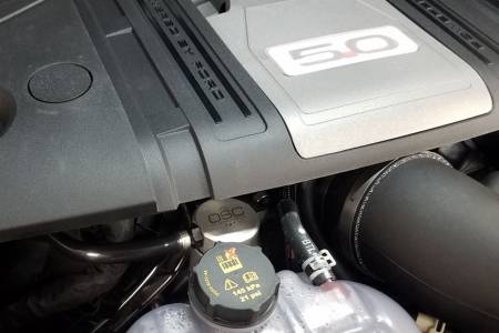 J&L Oil Separator Co - J&L 2018-2022 Ford Mustang GT Passenger Side Oil Separator 3.0 - Clear Anodized