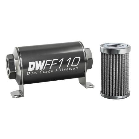 DeatschWerks - DeatschWerks Stainless Steel 10AN 100 Micron Universal Inline Fuel Filter Housing Kit (110mm)