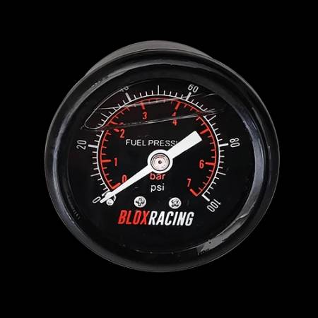 BLOX Racing - BLOX Racing Liquid-Filled Fuel Pressure Gauge 0-100psi (Black Face)