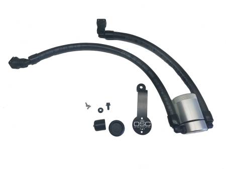 J&L Oil Separator Co - J&L 2018-2022 Ford Mustang GT Driver Side Oil Separator 3.0 - Clear Anodized