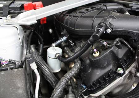 J&L Oil Separator Co - J&L 11-17 Ford Mustang V6 Passenger Side Oil Separator 3.0 - Clear Anodized