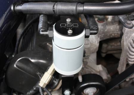 J&L Oil Separator Co - J&L 99-04 Ford Mustang GT Passenger Side Oil Separator 3.0 - Clear Anodized