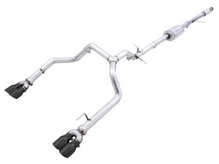 AWE Tuning - AWE 4th Gen GM 1500 5.3L 0FG Catback Split Rear Exit (w/ Bumper Cutouts) - Quad Diamond Tips