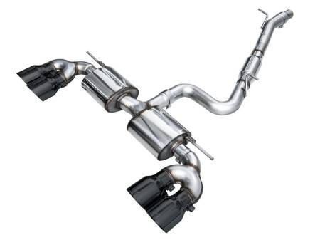 AWE Tuning - AWE MK8 Volkswagen Golf R 3in Touring Edition Quad Exhaust - Diamond Black Tips
