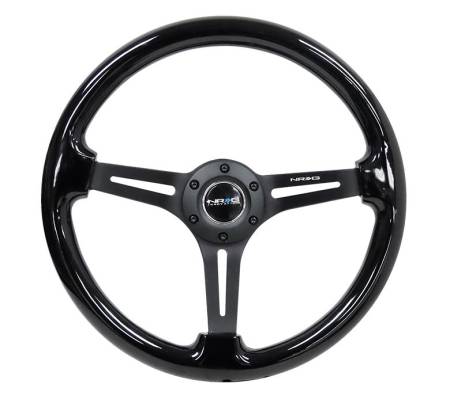 NRG Innovations - NRG Innovations Reinforced Steering Wheel (350mm / 3in. Deep) Blk Wood w/Blk Matte Spoke/Black Center Mark