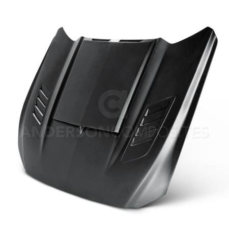 Anderson Composites - Anderson Composites 15-16 Ford Mustang (Excl. GT350/GT350R) Ram Air Fiberglass Hood