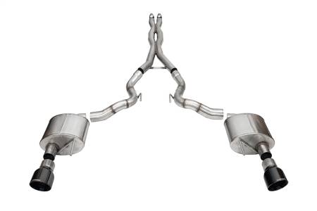 CORSA Performance - Corsa 24+ Frd MustangGT Conv Xtreme Cat-Back Ex.Sys 3.0in Dual Rear Ex w/4.5in Blk PVD ProSeries Tip