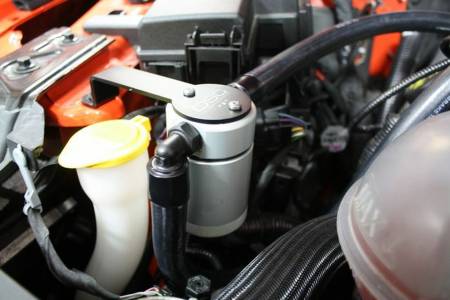 J&L Oil Separator Co - J&L 15-19 Ford Mustang GT/15-19 Ford Mustang GT350 Passenger Side Oil Separator 3.0 - Clear Anodized