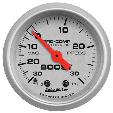 AutoMeter - AutoMeter Ultra-Lite 52mm 30 PSI Mechanical Boost Gauge