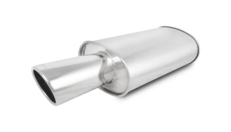 Vibrant Performance - Vibrant Performance StreetPower Oval Muffler with 4in Round Tip Angle Cut Rolled Edge - 2.5in inlet I.D.