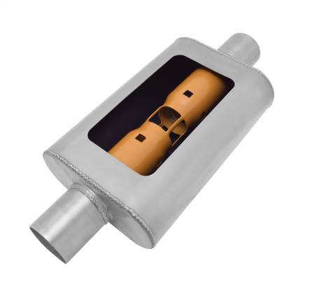 Gibson Performance Exhaust - Gibson MWA Superflow Center/Center Oval Muffler - 4x9x14in/3in Inlet/3in Outlet - Stainless