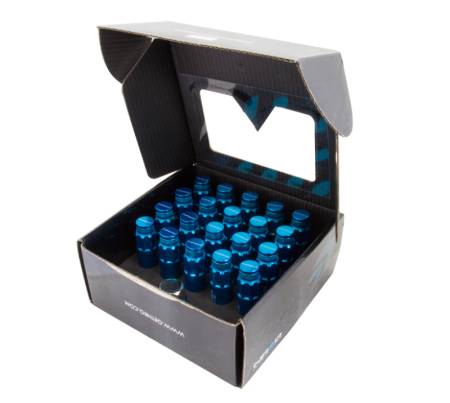 NRG Innovations - NRG Innovations 700 Series M12 X 1.25 Steel Lug Nut w/Dust Cap Cover Set 21 Pc w/Locks & Lock Socket - Blue