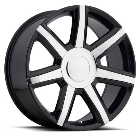 Factory Reproductions Wheels - FR 56 - Escalade Luxury Replica Wheel 24x10 6x5.5 ET31 78.1CB Black / Chrome Inserts
