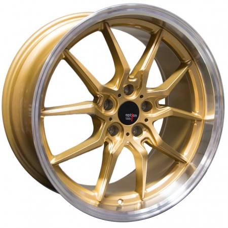 Option Lab Wheels - Option Lab Wheels S718 19x9.5 5x114.3 ET35 73.1CB Top Secret Gold w/Machined Lip