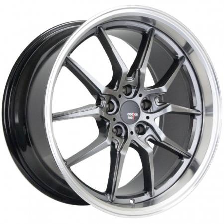 Option Lab Wheels - Option Lab Wheels S718 19x9.5 5x114.3 ET35 73.1CB Nightfall Grey w/Machined Lip