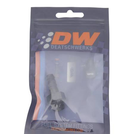 DeatschWerks - DeatschWerks 6AN ORB Male to 5/16in Male Triple Barb Fitting (Incl O-Ring) - Anodized Matte Black