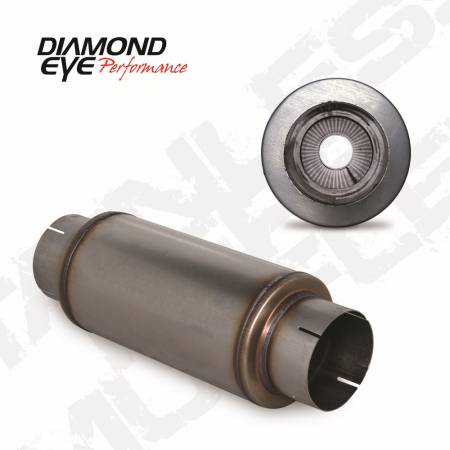 Diamond Eye Performance - Diamond Eye Exhaust Muffler, 5" Perforated Packed Muffler 20" Overal, 14" Body, 7" Case 409 Stainless Steel
