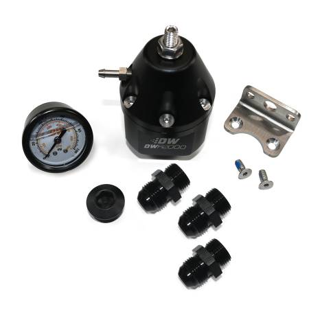 DeatschWerks - DeatschWerks DWR2000 AFPR + Pressure Gauge + 10AN & 8AN Fittings - Anodized Black