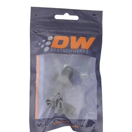 DeatschWerks - DeatschWerks 6AN Male Flare to 6AN Male Flare Bulkhead Adapter 90-Degree - Anodized Matte Black