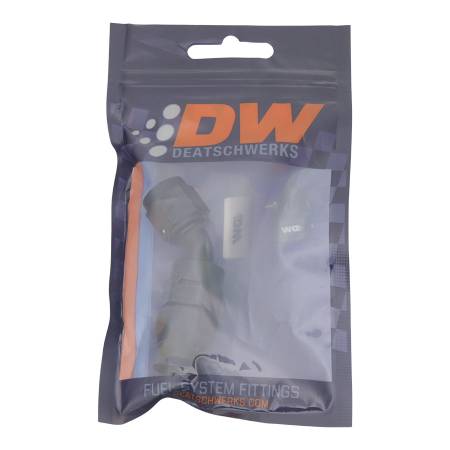 DeatschWerks - DeatschWerks 6AN Female Swivel 45-Degree Hose End PTFE (Incl 1 Olive Insert) - Anodized Matte Black