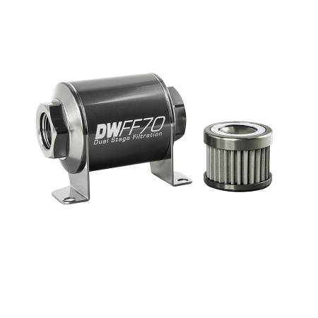DeatschWerks - DeatschWerks Stainless Steel 10AN 100 Micron Universal Inline Fuel Filter Housing Kit (70mm)