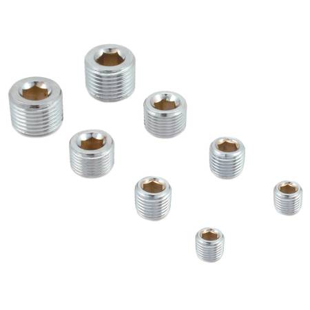Spectre Performance - Spectre Pipe Plug Kit - Includes (2) 1/8in. / (2) 1/4in. / (2) 3/8in. / (2) 1/2in. Plugs - Chrome