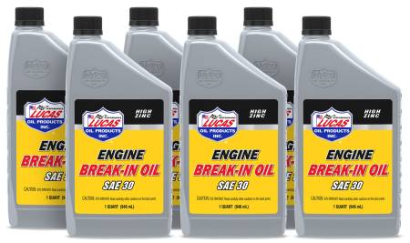 Lucas Oil - Lucas Motor Oil - Break-In - High Zinc - 30W - Conventional - 1 qt - Set of 6