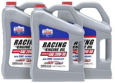 Lucas Oil - Lucas Motor Oil - Racing - High Zinc - 20W50 - Synthetic - 5 qt - Set of 3