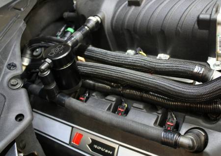 J&L Oil Separator Co - J&L 11-17 Ford Mustang GT (w/Roush/VMP S/C) Passenger Side Oil Separator 3.0 - Black Anodized