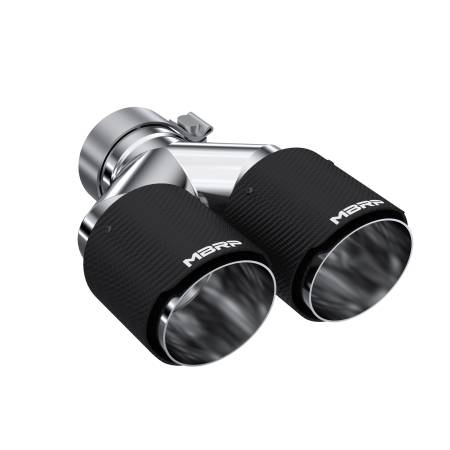 MBRP Exhaust - MBRP 3in ID / Dual 4in OD Out Staggered L 9.37in / R 9.87in Dual Wall Carbon Fiber Univ Exhaust Tip