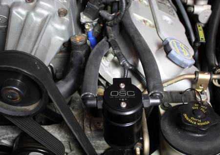 J&L Oil Separator Co - J&L 99-04 Ford Mustang SVT Cobra Driver Side Oil Separator 3.0 - Black Anodized