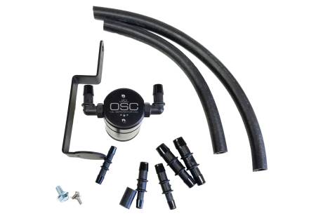 J&L Oil Separator Co - J&L 99-04 Ford Mustang GT Passenger Side Oil Separator 3.0 - Black Anodized