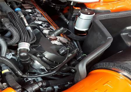 J&L Oil Separator Co - J&L 2011-2017 Ford Mustang GT Driver Side Oil Separator 3.0 - Clear Anodized