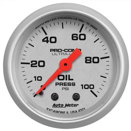 AutoMeter - AutoMeter Ultra-Lite 52mm 0-100 PSI Mechanical Oil Pressure Gauge
