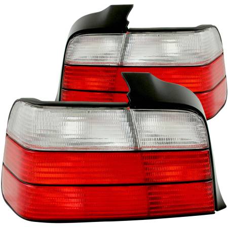ANZO Headlights, Tail Lights and More  - ANZO 1992-1998 BMW 3 Series E36 Sedan Taillights Red/Clear