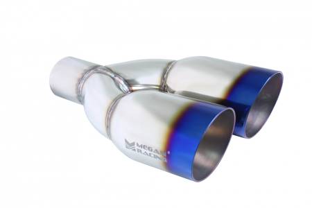 Megan Racing - Megan Racing Exhaust Muffler: Universal Twin Burnt Roll 3.5 Inch Tips (2.5 inch piping) Driver Side