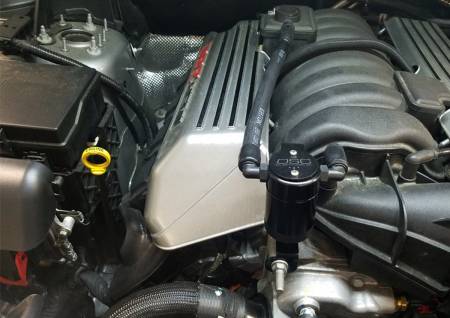 J&L Oil Separator Co - J&L 11-22 Dodge Charger SRT 6.4L Hemi Passenger Side Oil Separator 3.0 - Black Anodized