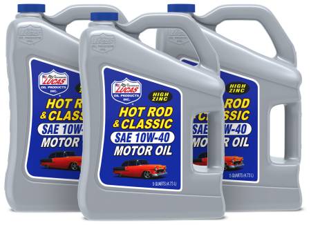 LUCAS OIL - Lucas Motor Oil 10W40 5 qt Jug Set of 3 Hot Rod and Classic Car High Zinc 10683