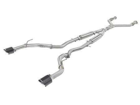 aFe Power (Advanced FLOW Engineering) - aFe Takeda 2.5in 304 SS CB Exhaust w/ Carbon Fiber Tips 17-19 Infiniti Q60 V6-3.0L (tt)