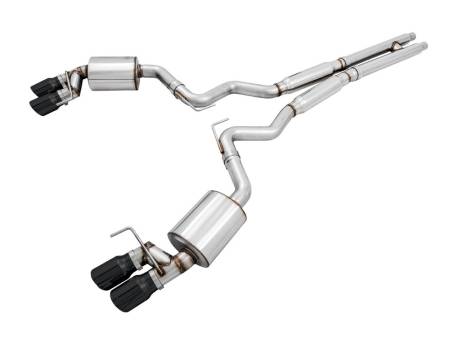 AWE Tuning - AWE 2018+ Ford Mustang GT (S550) Cat-back Exhaust - Touring Edition (Quad Diamond Black Tips)