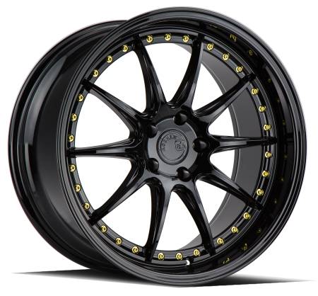 AodHan Wheels - Aodhan Wheels Rim DS07 18x9.5 5x114.3 73.1CB ET30 Gloss Black W /Gold Rivets