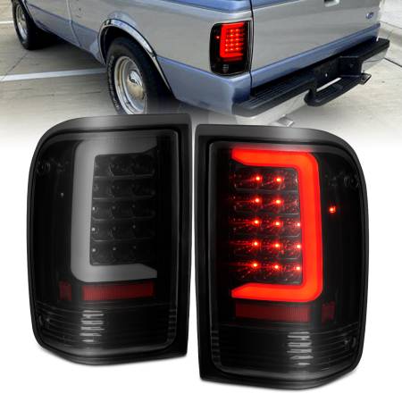 ANZO Headlights, Tail Lights and More  - ANZO 1993-1997 Ford  Ranger LED Tail Lights w/ Light Bar Black Housing Clear Lens