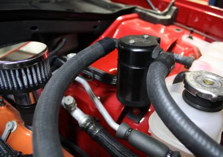 J&L Oil Separator Co - J&L 15-17 Dodge Hellcat 6.2L Hemi Driver Side Oil Separator 3.0 - Black Anodized
