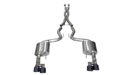 CORSA Performance - Corsa 18-23 Ford Mustang 5.0L V8 3in Sport Cat-Back Dual Rear Exit w/ 4in Black PVD Pro-Series Tips